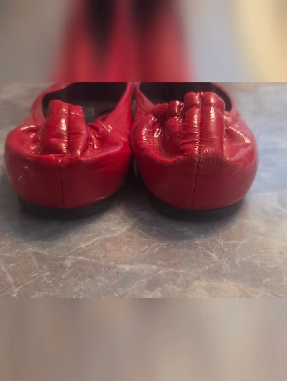 Tory Burch Red Patent Leather Logo Ballet Flats